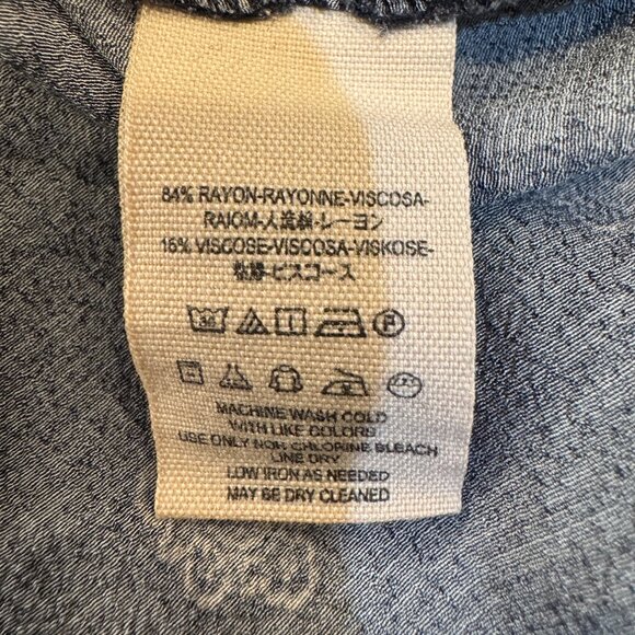 Free People Wishing Well Border Print Button Up Blouse Blue Red Women's Size S - Picture 9 of 9